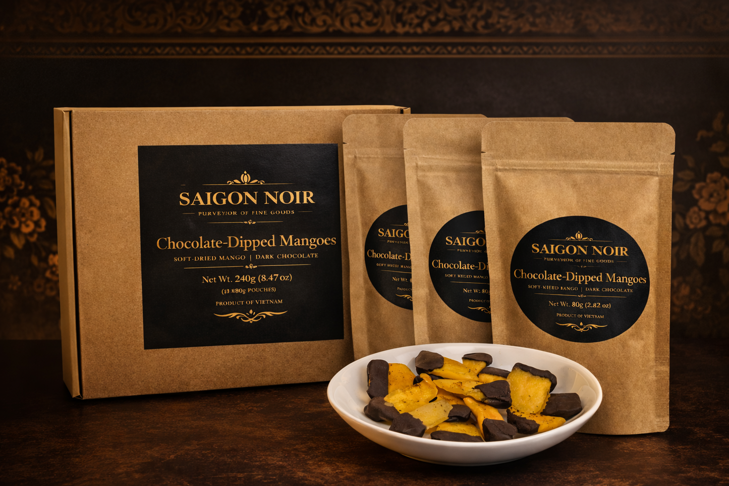 Chocolate-Dipped Dried Mango — Premium Gift Box